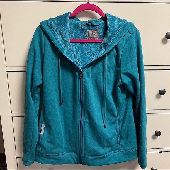 UGG Tops - UGG Turquoise Lined Zip-Up Hoodie
